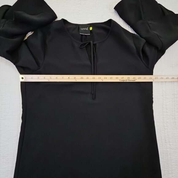 Lysse Flutter Sleeve Tunic Women's Size Large Black Crepe Fully Lined EUC LN - Picture 5 of 12